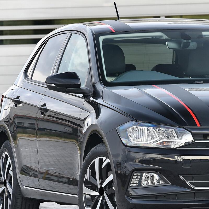 2019~23 For Volkswagen VW Polo OX Horn Rearview Mirror Covers Cap Gloss Black