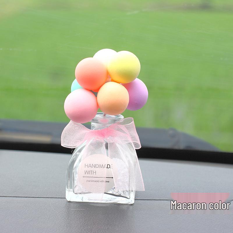 Macaron Glass Car Perfume Ornament with Colorful Confession Balloon Design