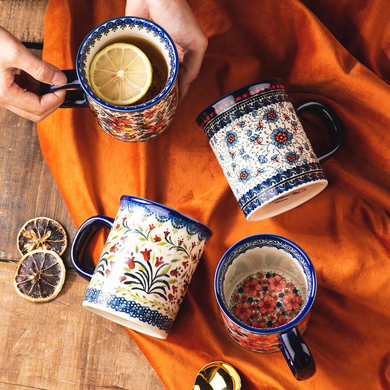 Polish Ceramic Household Couple Cup Coffee Cup Water Cup Creative Breakfast Cup Tea Cup Children
