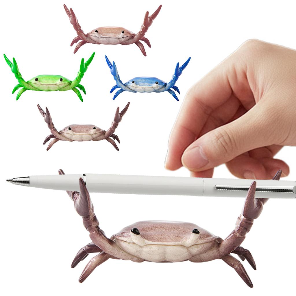 Cute Crab Shape Pen Holder Creative Design Weightlifting Crab Pen Holder Pen Holding Bracket Pencil Storage Stand Desk Decor