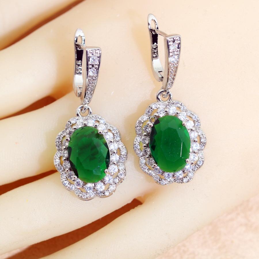 Green Zircon   Jewelry Sets Bridal Earrings For Women Ring Pendant Necklace Set Wedding Jewelry
