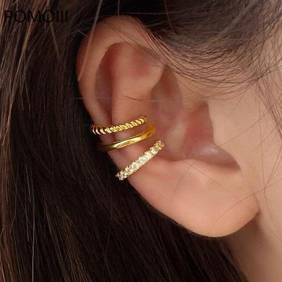 Ear Cuff For Women 3 Pcs Charming Zircon Clip On Earrings Gold Earcuff Without Piercing Earrings Jewelry