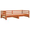 Daybed Extendable Wax Brown 80 x 200 cm Solid Pine Wood