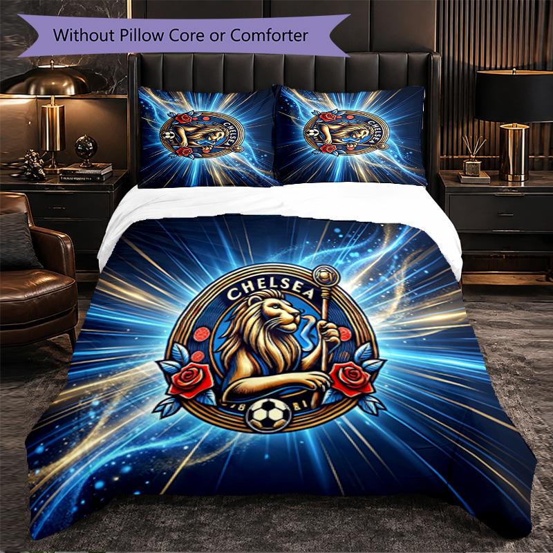 Set Biancheria da Letto Chelsea FC Modello 3 Pezzi Morbida Copripiumino in Microfibra con Federe per Camera da Letto