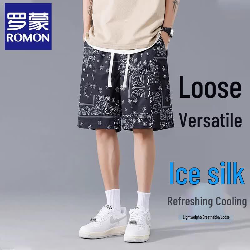 Romon Men s Tie-Dye Beach Shorts L