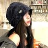 Retro-Kopftuch im koreanischen Stil für Damen - Lockere Herbst-/Wintermütze für ein kleineres Gesicht, Warmer Pullover für die Zeit nach der Geburt