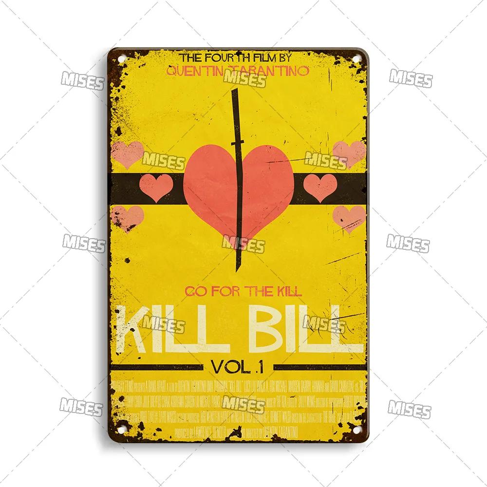 MISES Kill Bill:Sv.1 Klasický filmový bar Kovová cedule Vintage plakát Rezavý kovový talíř Průmyslový dekor Domov Kavárna Klub Kovová plaketa