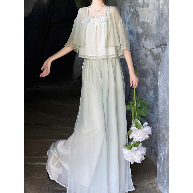 

Весенний ретро-костюм Тан в стиле легкой роскоши и комплект брюк широкого кроя 2024 XL