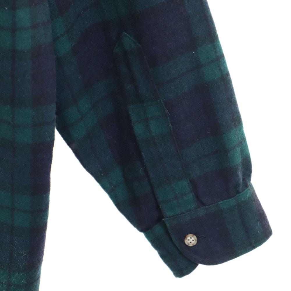 PENDLETON 70s Vintage USA Made Wool Blend Check Pattern Long Sleeve Wool Shirt Men's Used