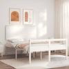 VidaXL Bed Frame with Headboard White 140x200 Cm Solid Wood 3195482