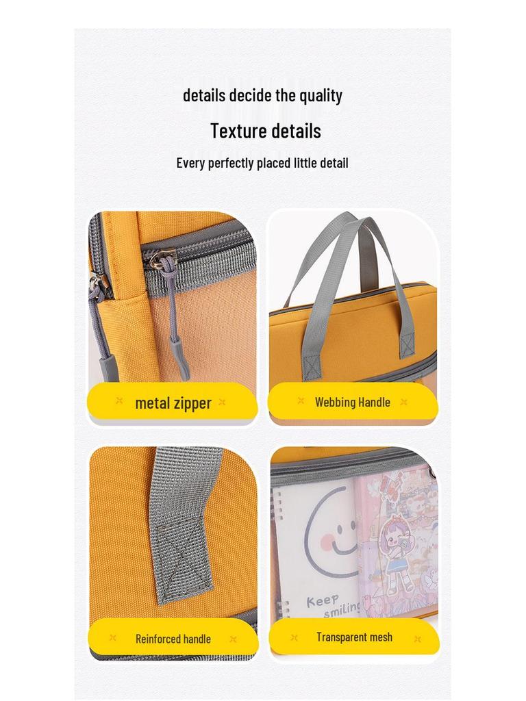 Middle School Student Zipper File Organizer - Large Capacity Bag for Books and Subject Sorting