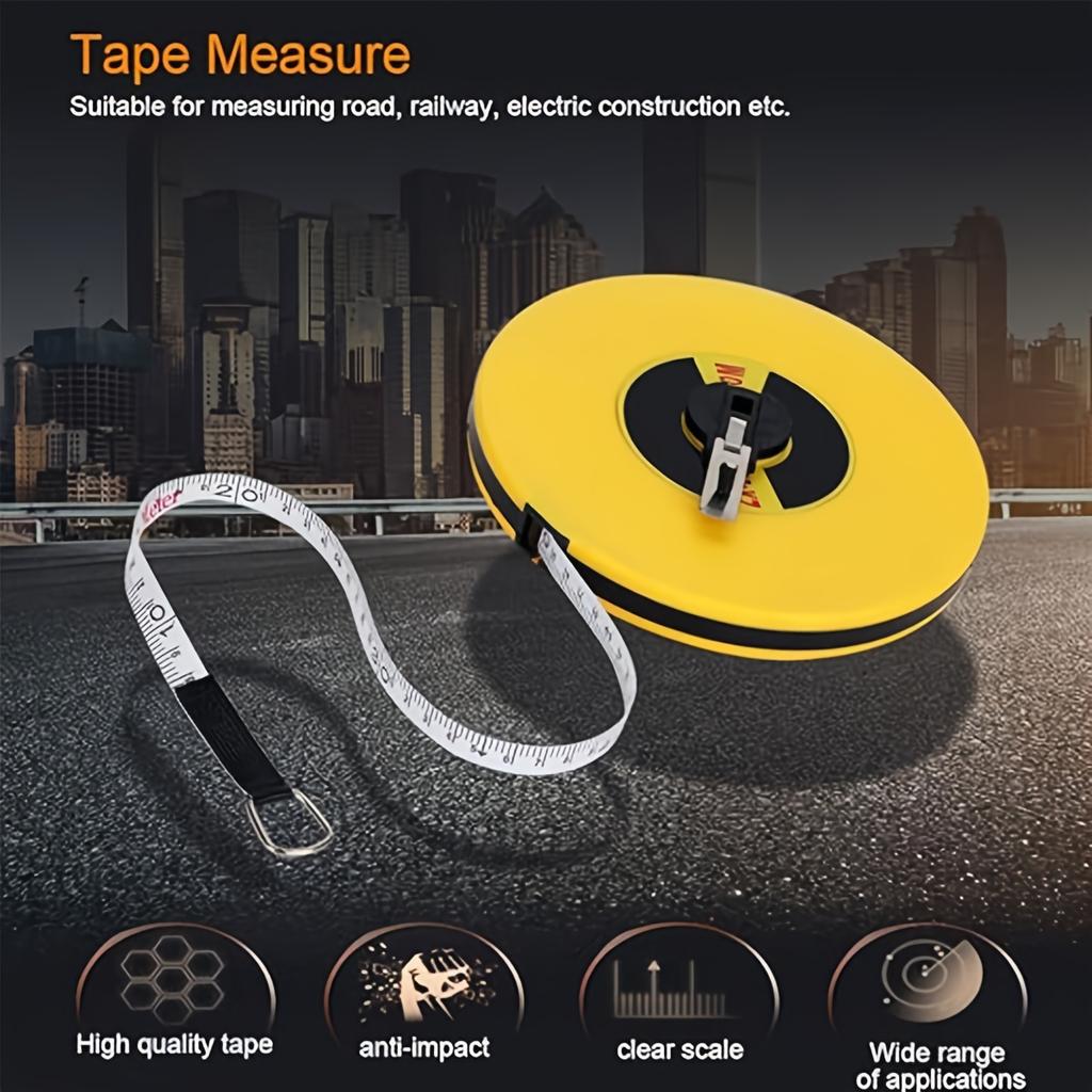 20m/50m/100m(65ft/164ft/328ft) Long Fiberglass Tape Measure Double Face Printing Inch/Metric for Construction Work