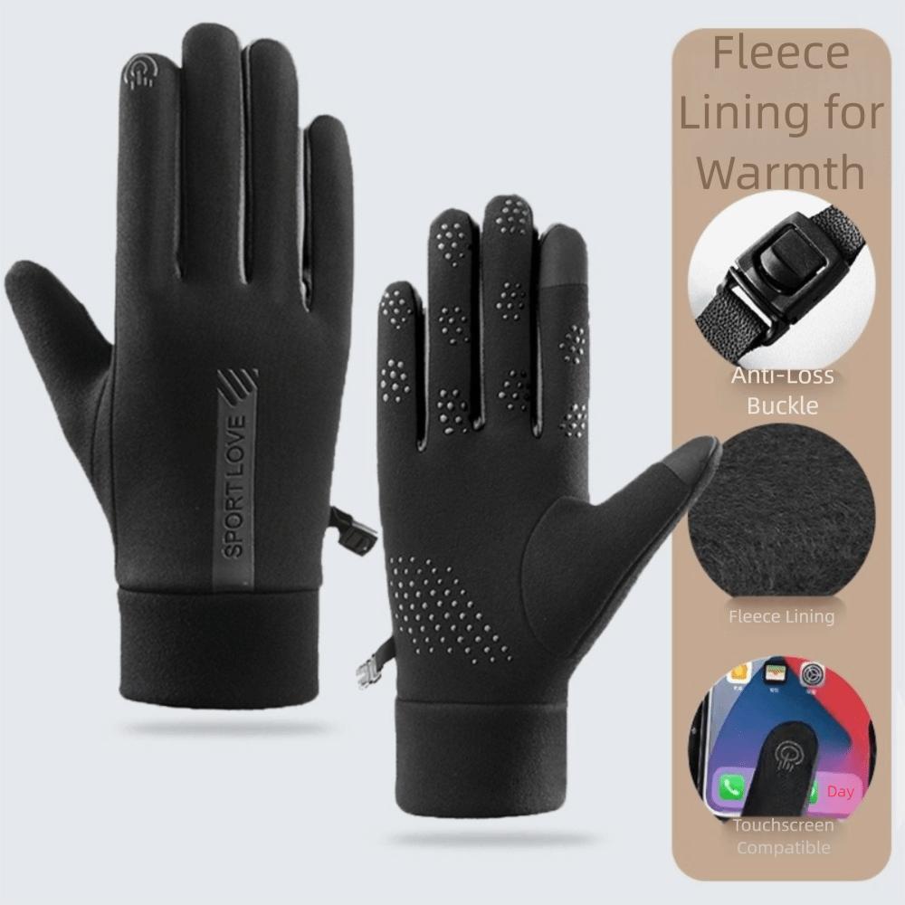 Thickened Ski Gloves Windproof Cycling Mittens Unisex Touch Screen Gloves  Outdoor Black/Men