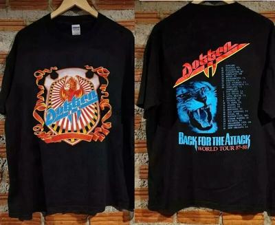 T-shirt Réimpression Vintage 1987 DOKKEN Back For The Attack Tour Toutes Tailles S-4XL Fan