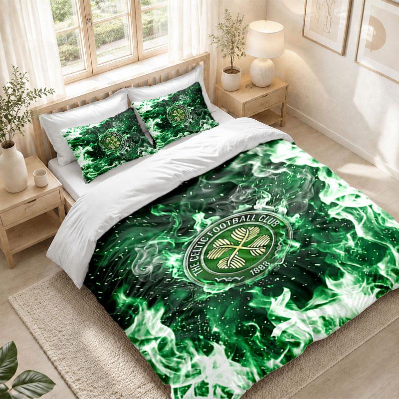 Yatak Takımı 1 Yorgan Kılıfı 2 Yastık Kılıfı Celtic FC Baskılı Yatak Odası Ev Dekorasyonu