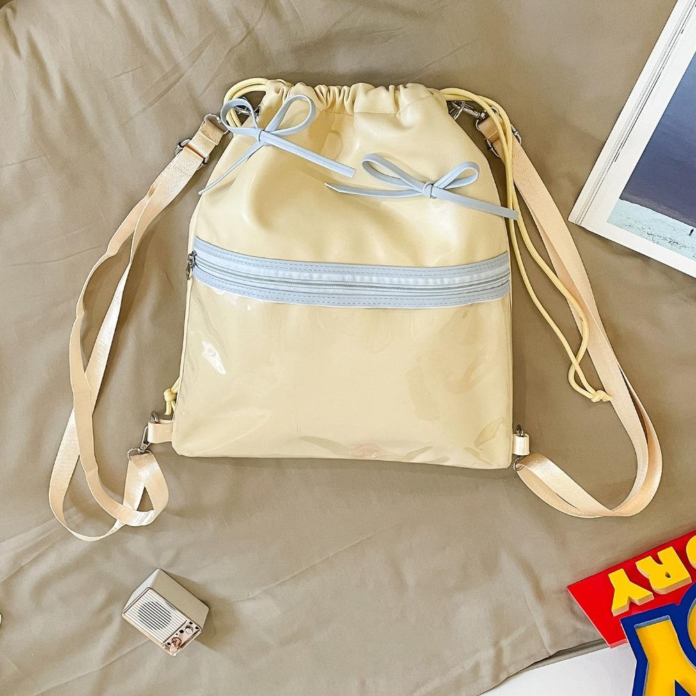 

Прозрачный карманный рюкзак на шнурке, ПУ плечевая сумка, простой итабаг, женский жёлтый