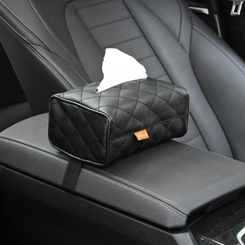 Car Tissue Box Cover Sun Visor Chair Back Hanging Type Car Tissue Box Armrest Box Towel Tissue Storage CaseUniversal PU Leather