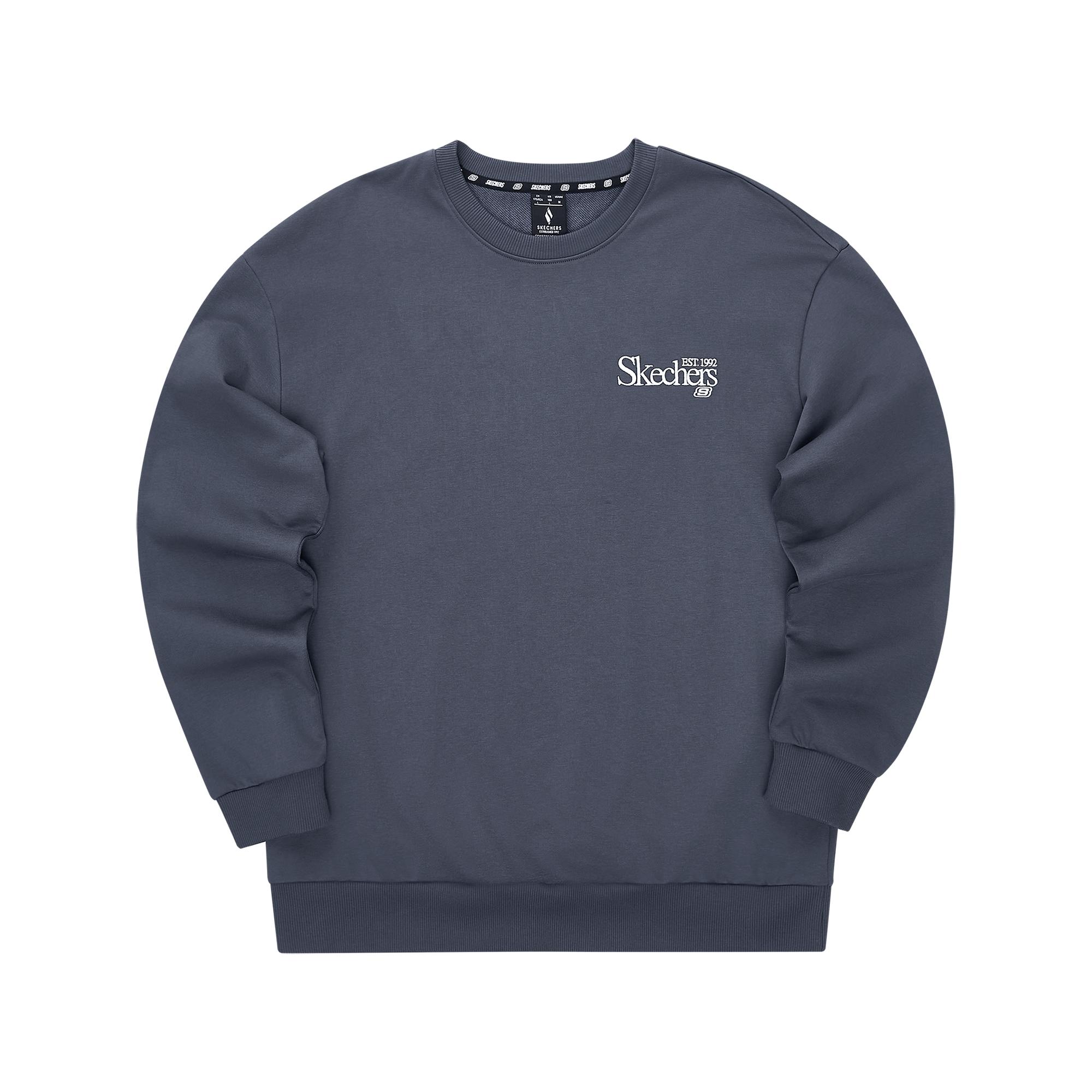 Skechers Simple College Knitted Embroidered Pullover Sweatshirt Unisex Sweatshirt Odyssey-Gray L324U107-026R S