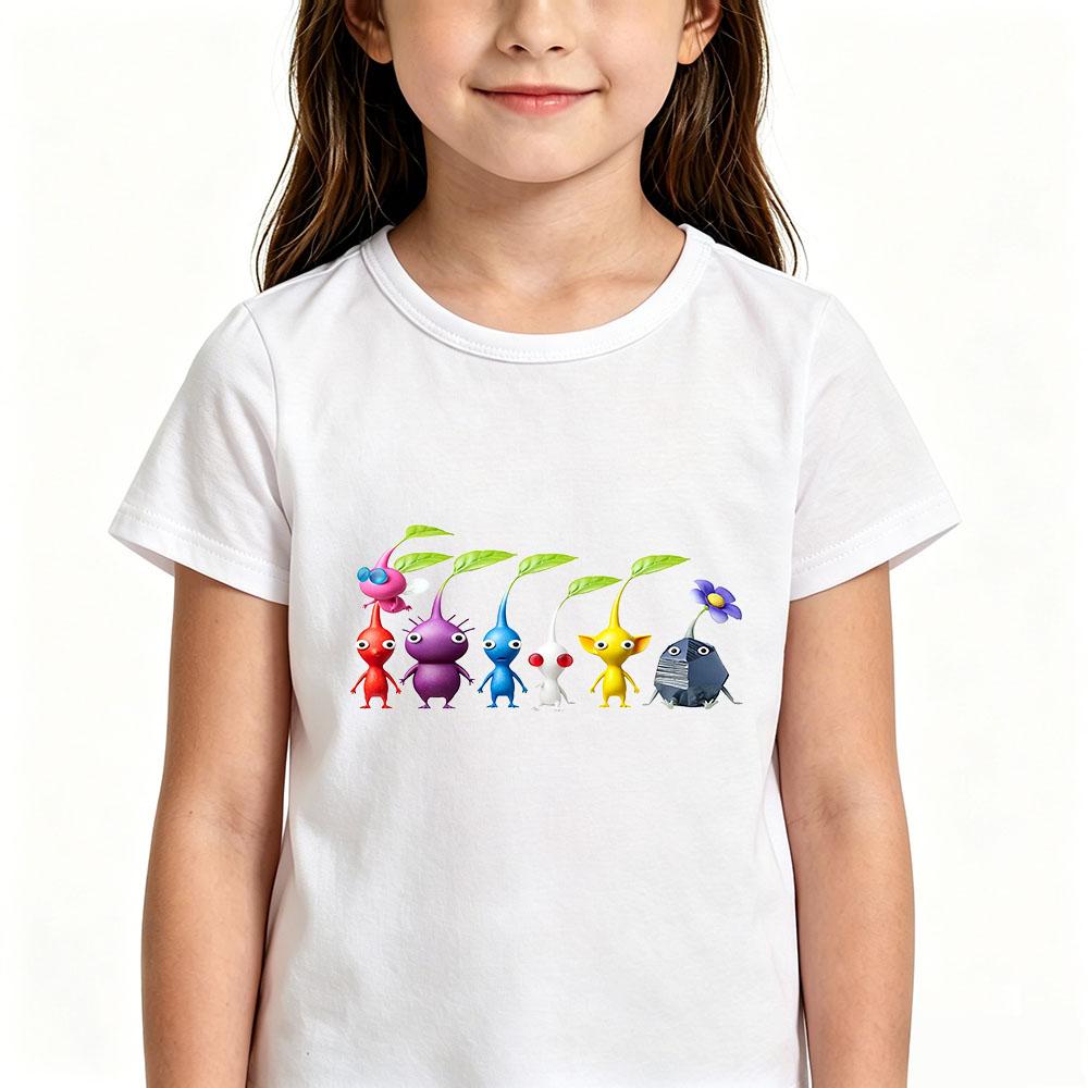100% Cotton Game Pikmin Children's T-Shirt Funny Casual Kids Top Cartoon Graphic Printing Tees O-Neck Short Sleeve Summer Wear