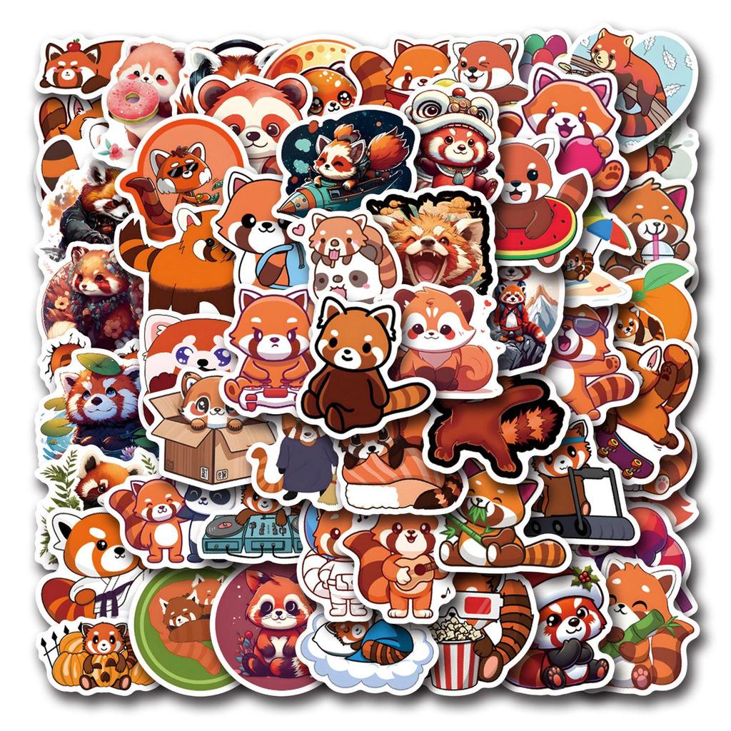 55 Fogli Carini Adesivi Graffiti Cartoni Animati Panda Rosso per Decorazione Fai da Te