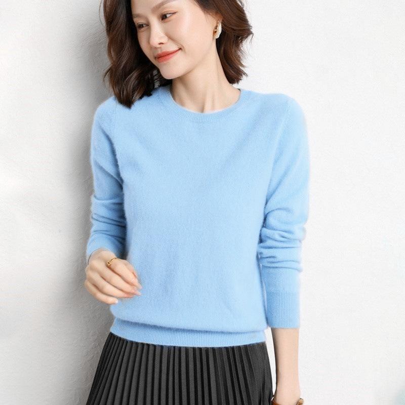 Maglione da donna primavera e autunno pullover maglione lavorato a maglia girocollo manica lunga maglione fondo camicia maglione tinta unita