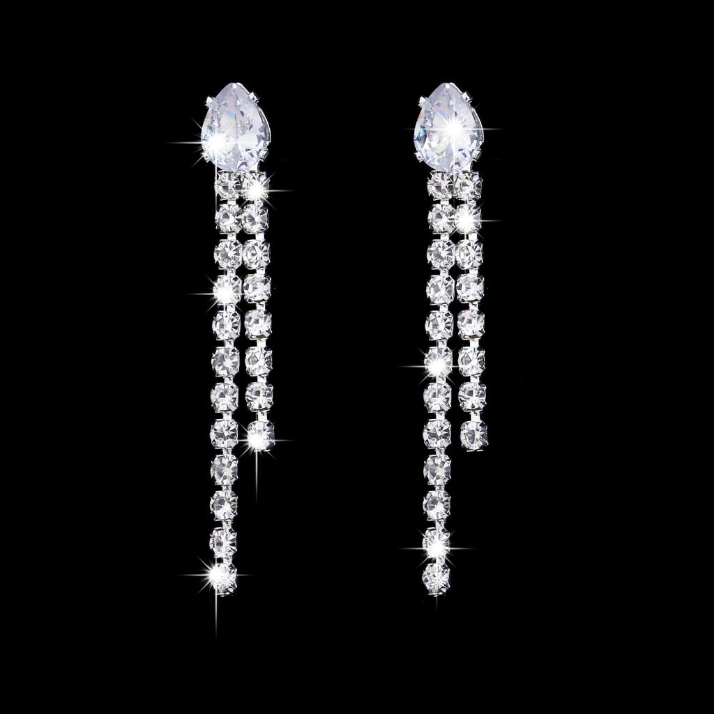 European & American Sparkling Water Drop Zircon Necklace Set – Fashionable Full Diamond Clavicle Chain