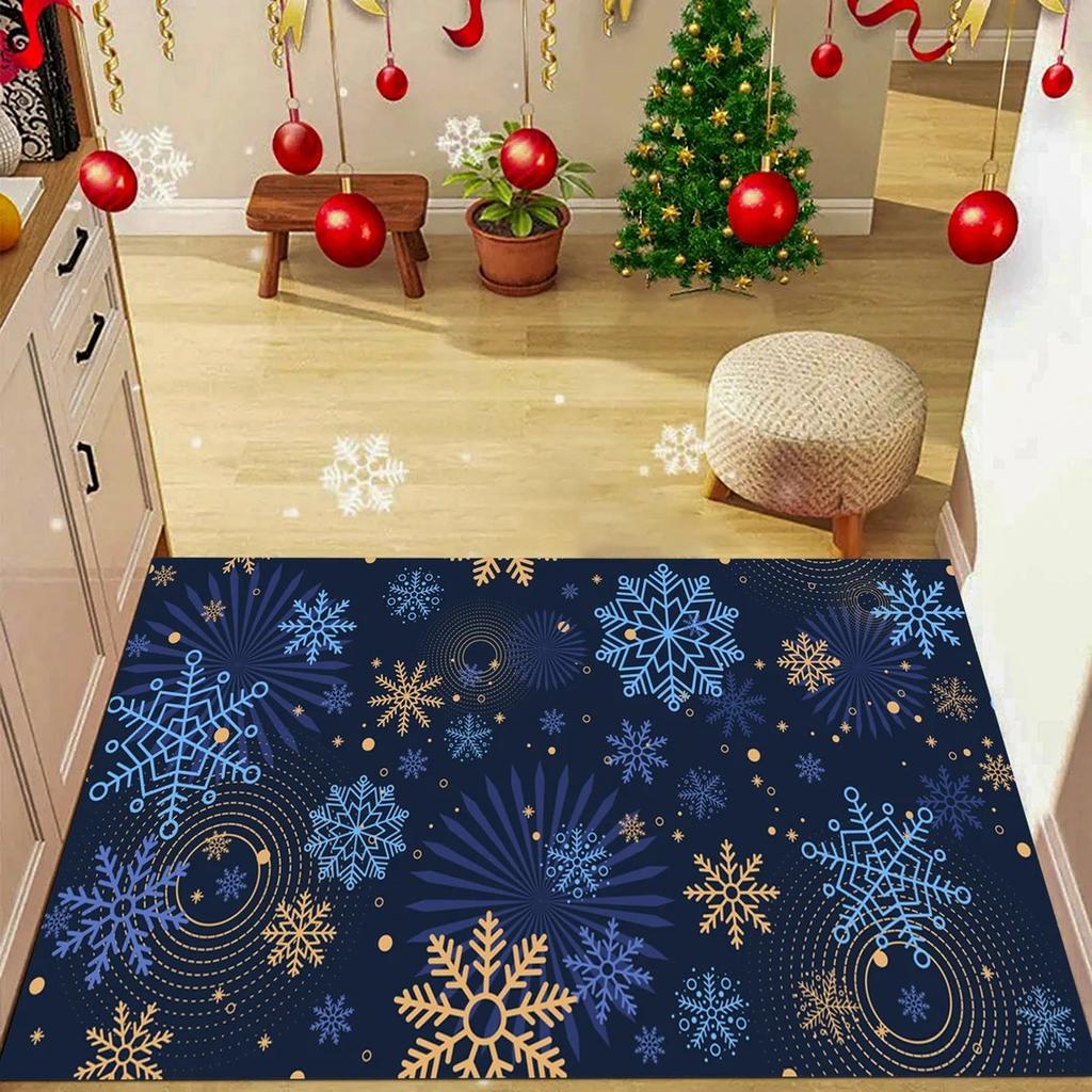 Christmas Floral Rectangle Rug Festive Poinsettia Perfect for Home Entrance Decor Durable Mat