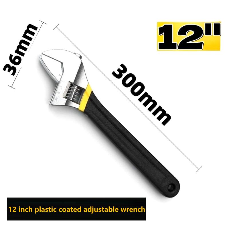 6/8/10/12 tommer Universell Sklisikker Gummihåndtak Justerbar Skiftenøkkel For Bilreparasjon, Rørleggerarbeid og Industrielt Vedlikehold