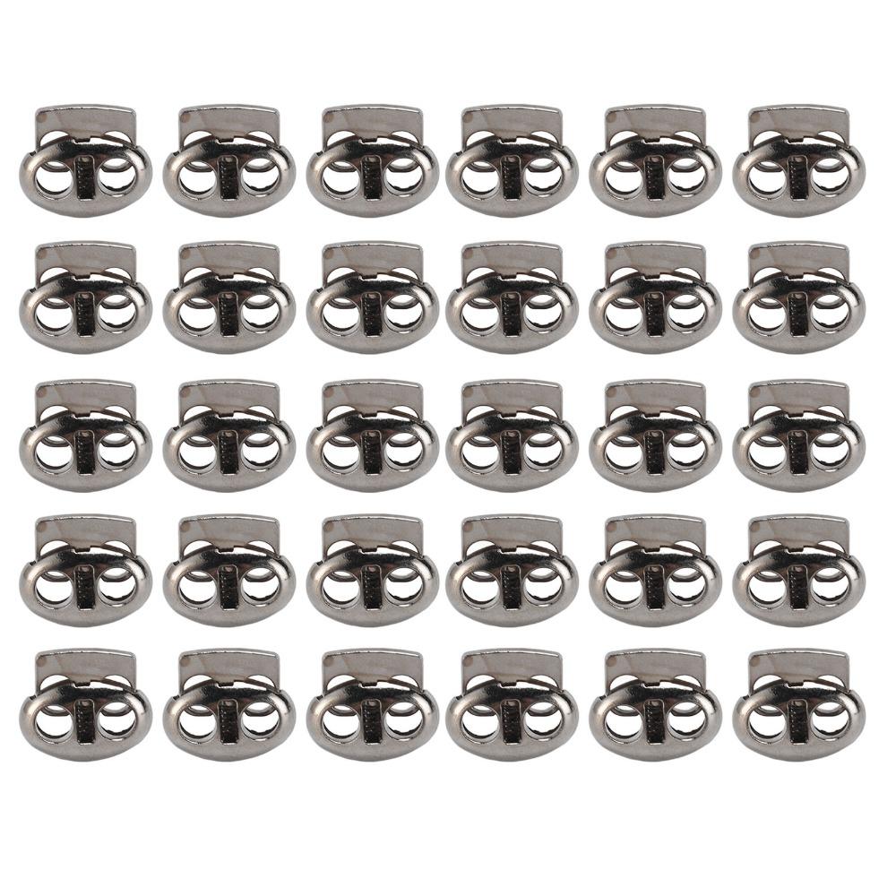 30pcs Heavy Duty Metal Cord Locks Bright Silver Drawstring Fasteners  For Drawstrings