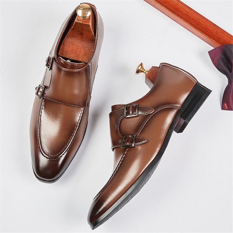 Módní trend Britské monk strap mokasíny Nový šarm Černé Hnědé Boty Pro Muže Designérské Formální Svatba Plesové Šaty Návrat Domů Obuv