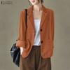 ZANZEA Women Casual Turn Down Collar Long Sleeve Thin Cardigan Tops