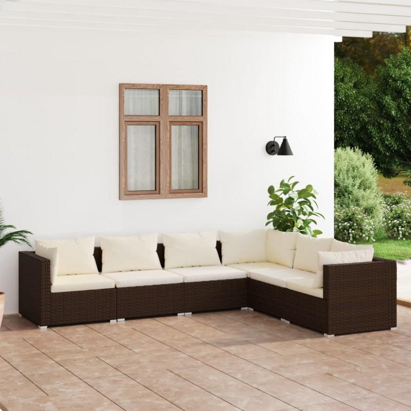 Day and Night - Day and Night Garden Furniture Set 6 Pieces and Brown Synthetic Rattan Cushions