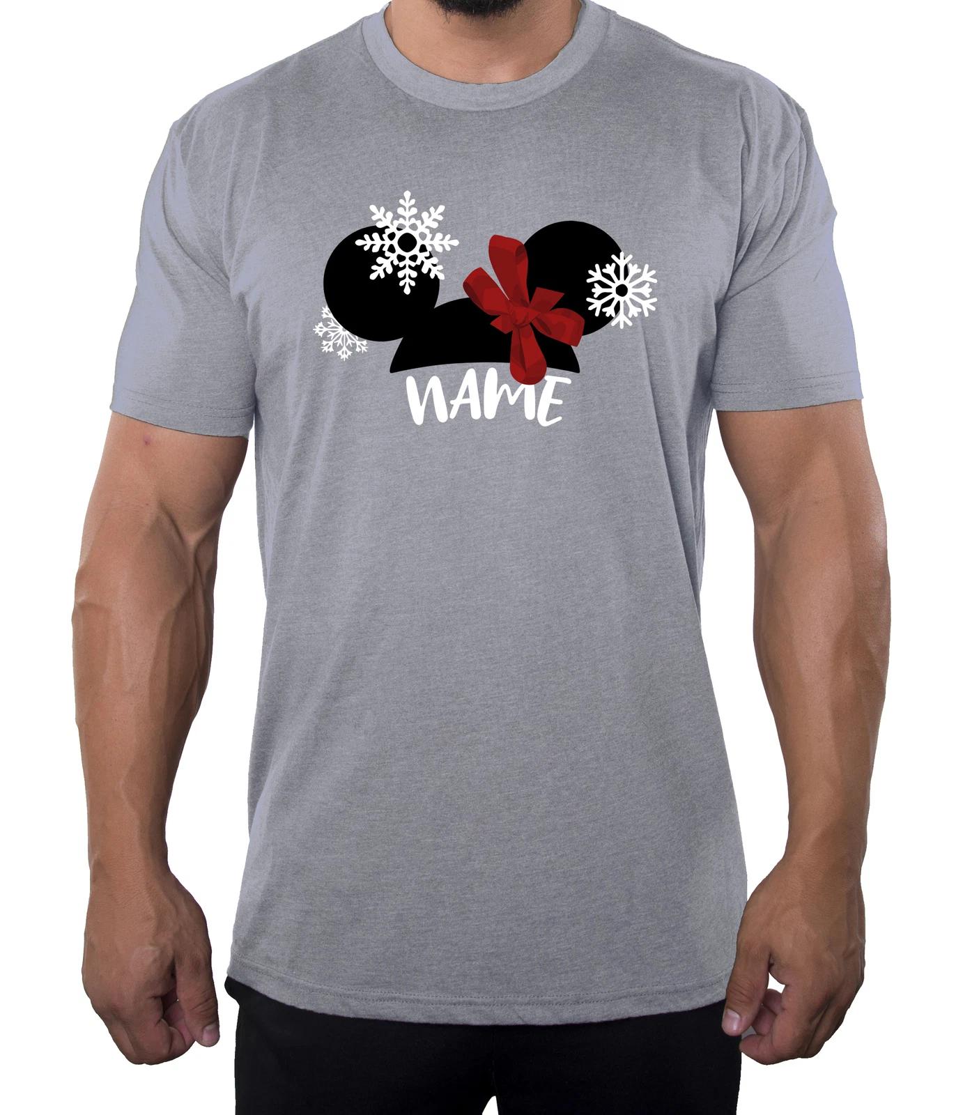 

Mickey Hat Snowflake & Bow Custom Name Man s Shirt, Custom Bow Mickey HaT-Shirt L