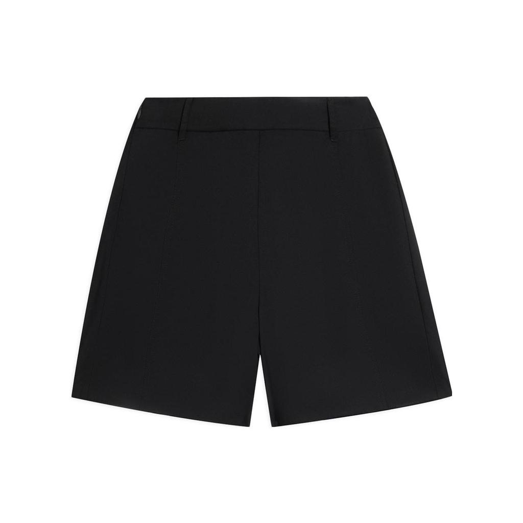 Lining Solid Color Logo Loose Straight Leg Shorts Women Shorts Black AKSSA82-1