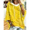 White Daisy Texture Loose Drop Sleeve Hoodie