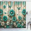 Country-Style Shower Curtain With Vibrant Daisy And Butterfly Floral Pattern, Durable Fabric For Bathroom Decor