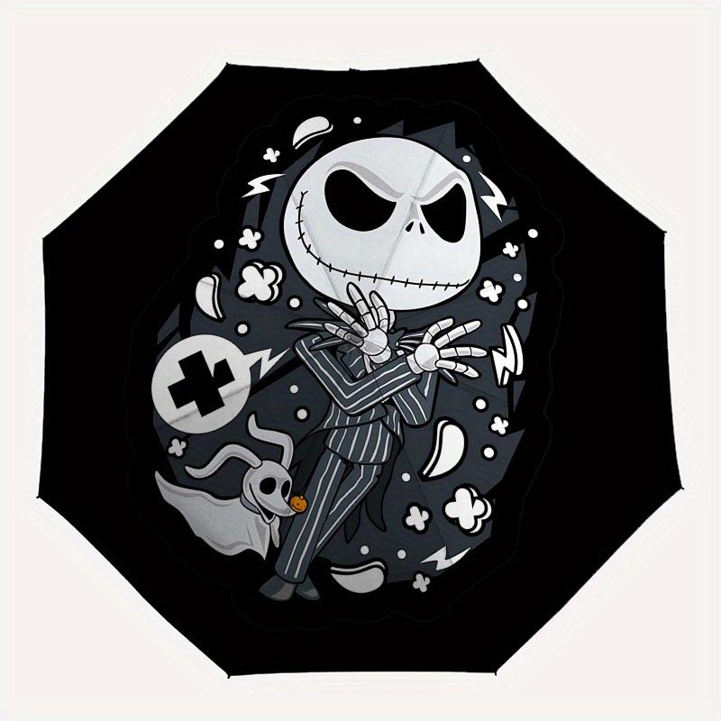 1 Auto Open Jack Skellington, Nightmare Before Christmas Themed Colorful 8 rib Portable Umbrella for Men and Women, A Compact Commuting Comp