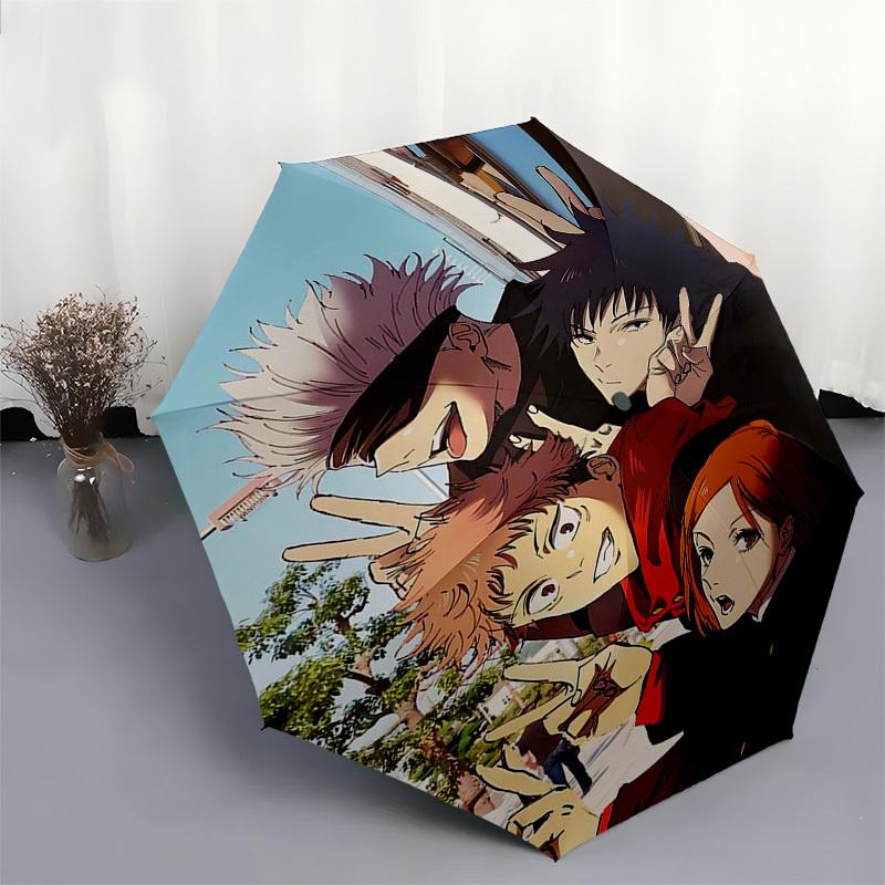1 Stück Haikyuu!! Figuren Automatischer Regenschirm Tragbares 3-fach Design mit Eisenrahmen, Perfekt für den Außenbereich, Festliche Geschenke, Reisen, Täglichen Gebrauch, Anzug