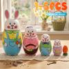 1-5X Easter Bunny Nesting Doll  Dolls Toys Wooden Russian Nesting Doll Russian Nesting Stacking Dolls Home Bedroom Craft Supplie