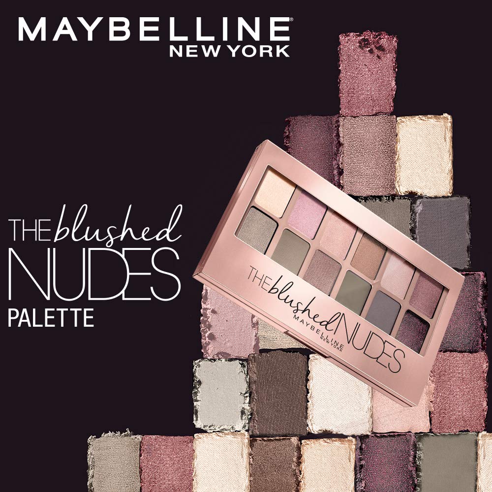 Maybelline Палетка теней для век New York 12 растушевываемых оттенков Матовые и сияющие цвета The Blushed Nudes 9 г
