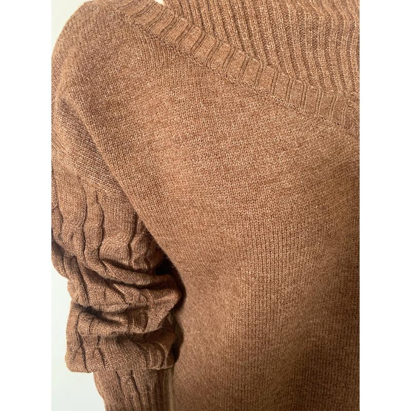 Autumn and Winter Women's Strapless High Neck Loose Large Version of The Knitted Sweater