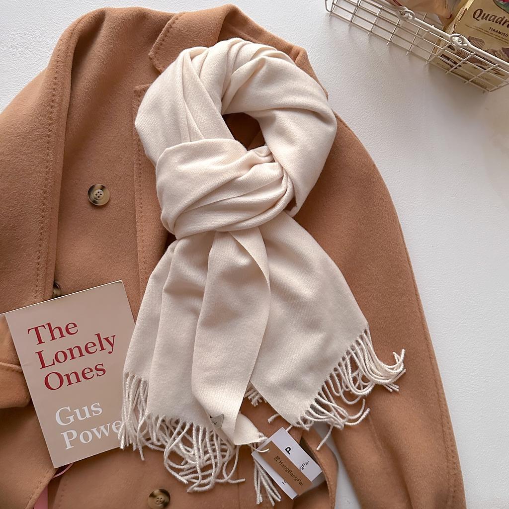 Winter Scarf For Women Cashmere Warm Solid Pashmina Blanket Wraps Female Thick Soft Bufanda Big Tassel Shawl Long Poncho Echarpe