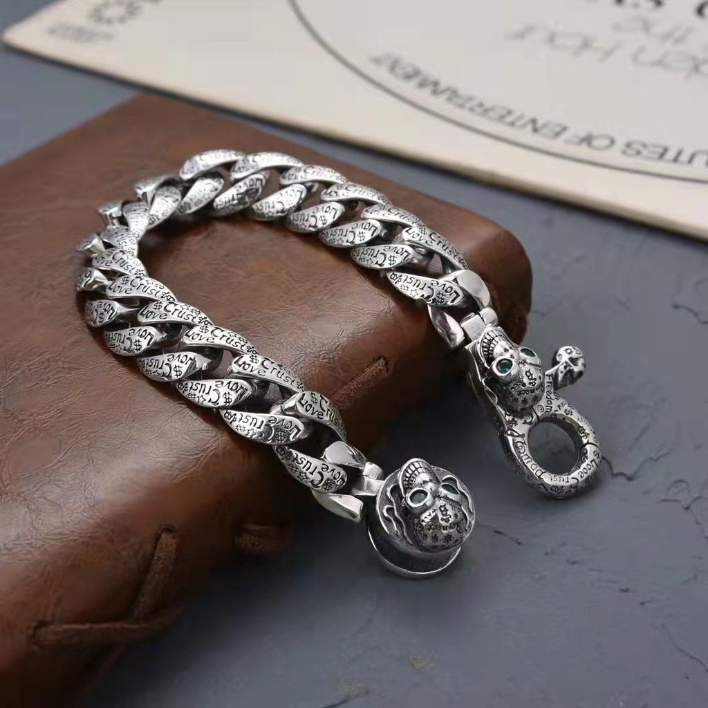 European and American Motorcycle Trendsetters Punk Style Skull Graffiti Bracelet