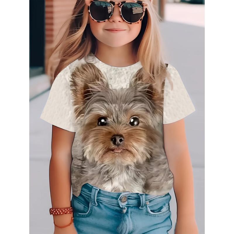 

Детская одежда Футболка для девочек с коротким рукавом и принтом милых животных 3D Летняя детская одежда Модная футболка с круглым вырезом Футболка для мальчиков Топы 160