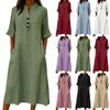 2026 New Cotton Linen Single-Breasted Casual Dress