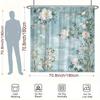 1pc White Blossom Shower Curtain - Peonies & Floral Branches, Soft Cloudy Blue Sky, Chinese Ink Art, Polyester
