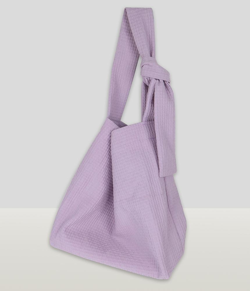 A By A Waffle Pure Cotton Bobusang Shoulder Eco Bag Light Purple