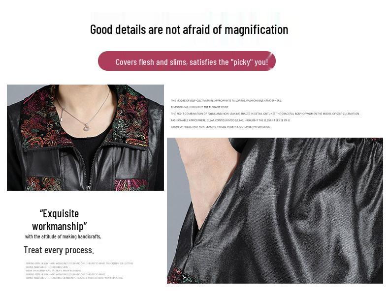 Stylish Plus Size Mid-Length Leather Vest for Middle-Aged and Elderly Women – Spring and Autumn, Lightweight and Noble, Loose Fit