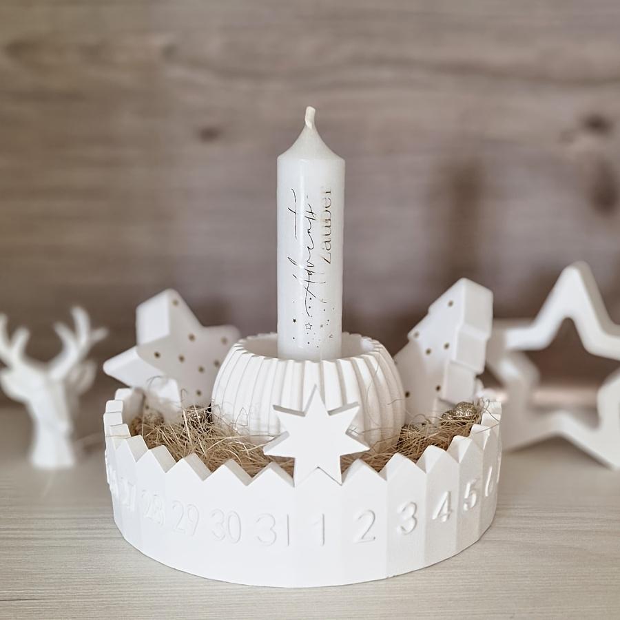 1set Unique Circular Candle Holder Mold for Advent Calendar, Silicone Mold with Date Display Stars,Two-Part Circular Lucky Star