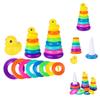 Jenga Rainbow Color Ring Stacking Tower Duck Tub Play Toys Baby Development